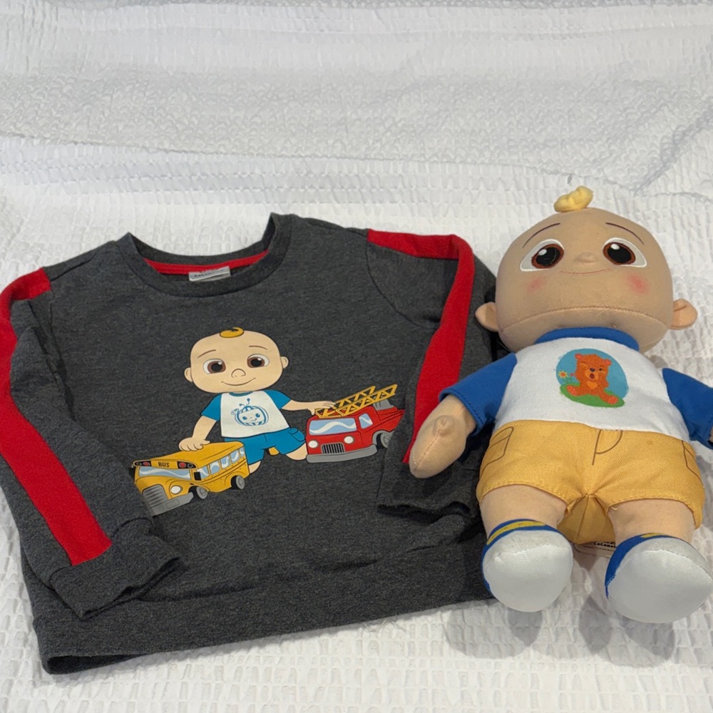 Cocomelon Gray and Red Graphic Sweatshirt with JJ Doll
